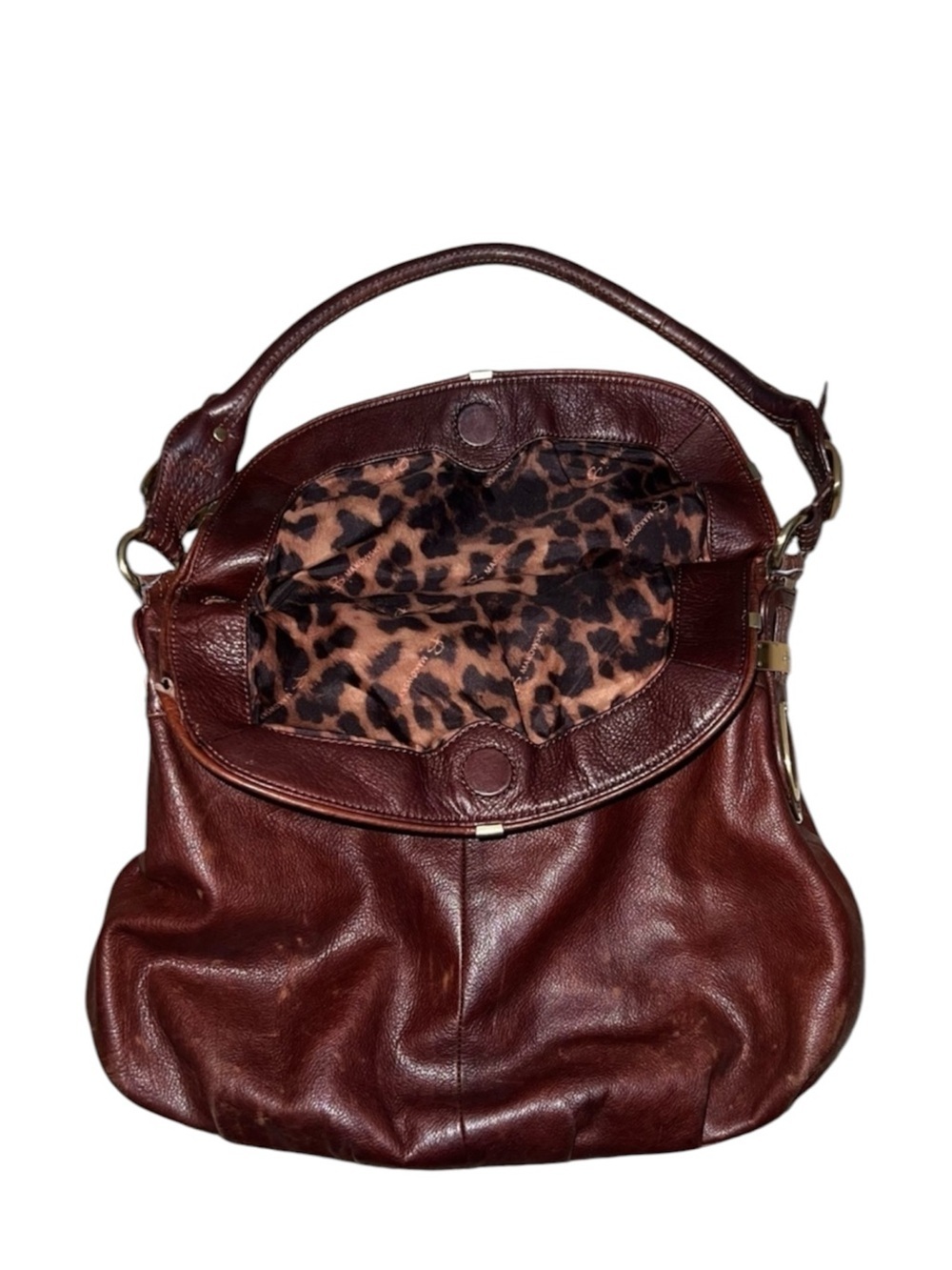 B. Makowsky Brown Leather Shoulder Bag Tote Purse
